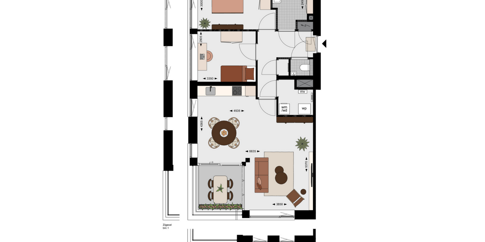 Appartementen type A Bnr 1, 4, 7